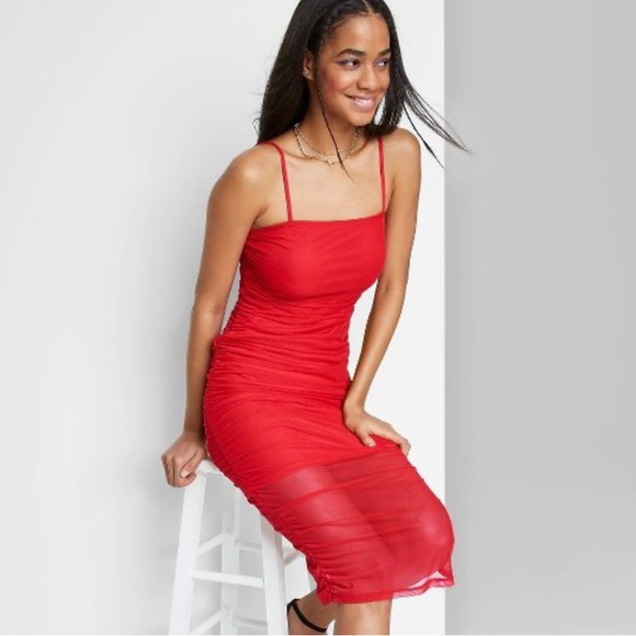 NWOT Women's Sleeveless Ruched Mesh Dress - Wild Fable™ - Picture 3 of 3